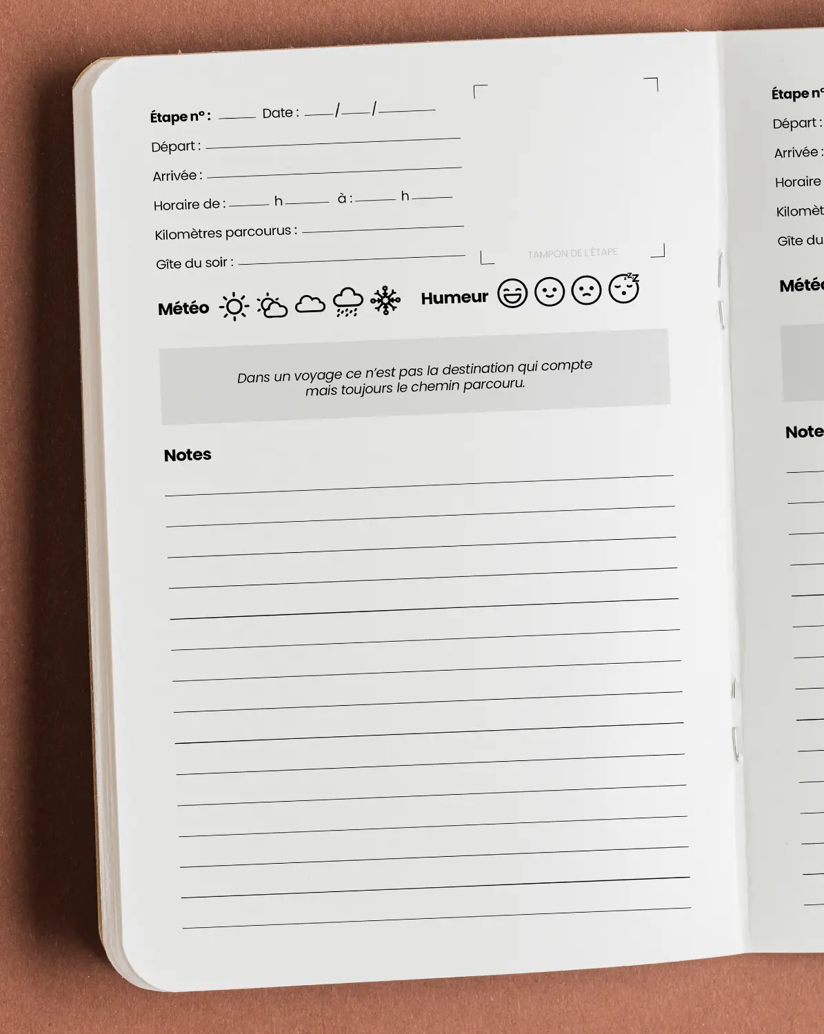 Extrait de l'intérieur du journal de marche